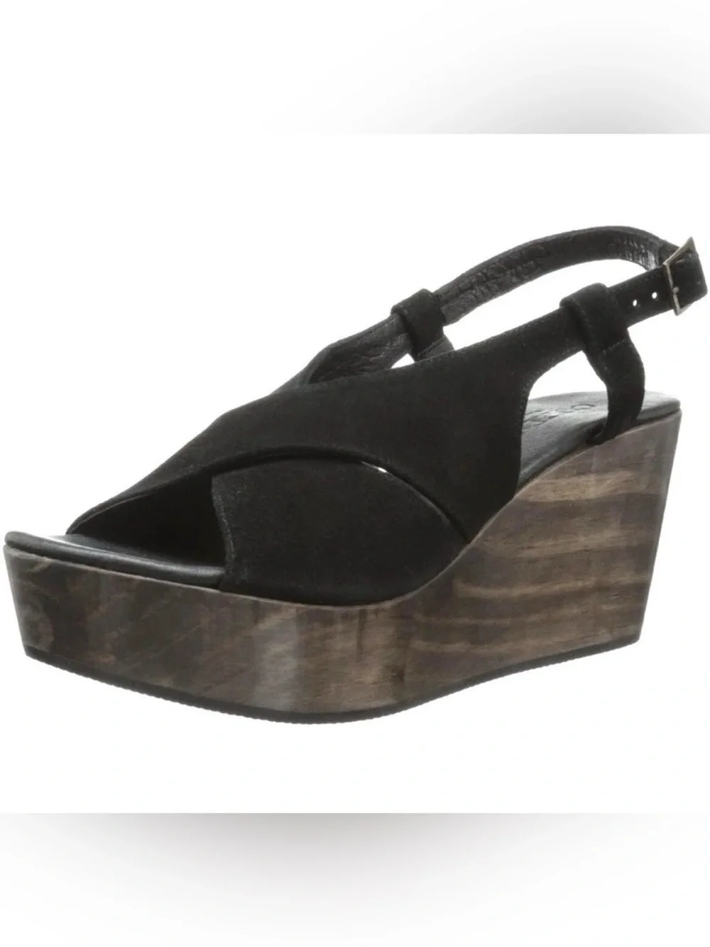 Cordani Josie Black Suede Leather Wedge Platform Sandals